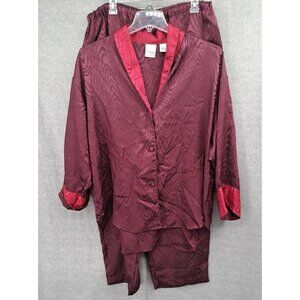 Suzanne Somers Pajamas Lounge Wear 1x   Burgandy Vintage 2pc